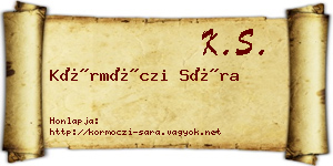 Körmöczi Sára névjegykártya